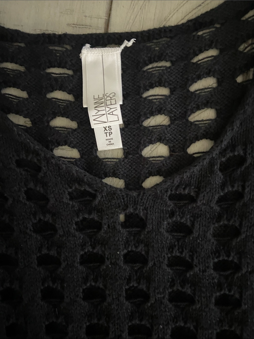 MarlaWynne Cotton Open Stitch Pull On 3/4 Sleeve Sweater Black Size XS Fisherman - Picture 7 of 8